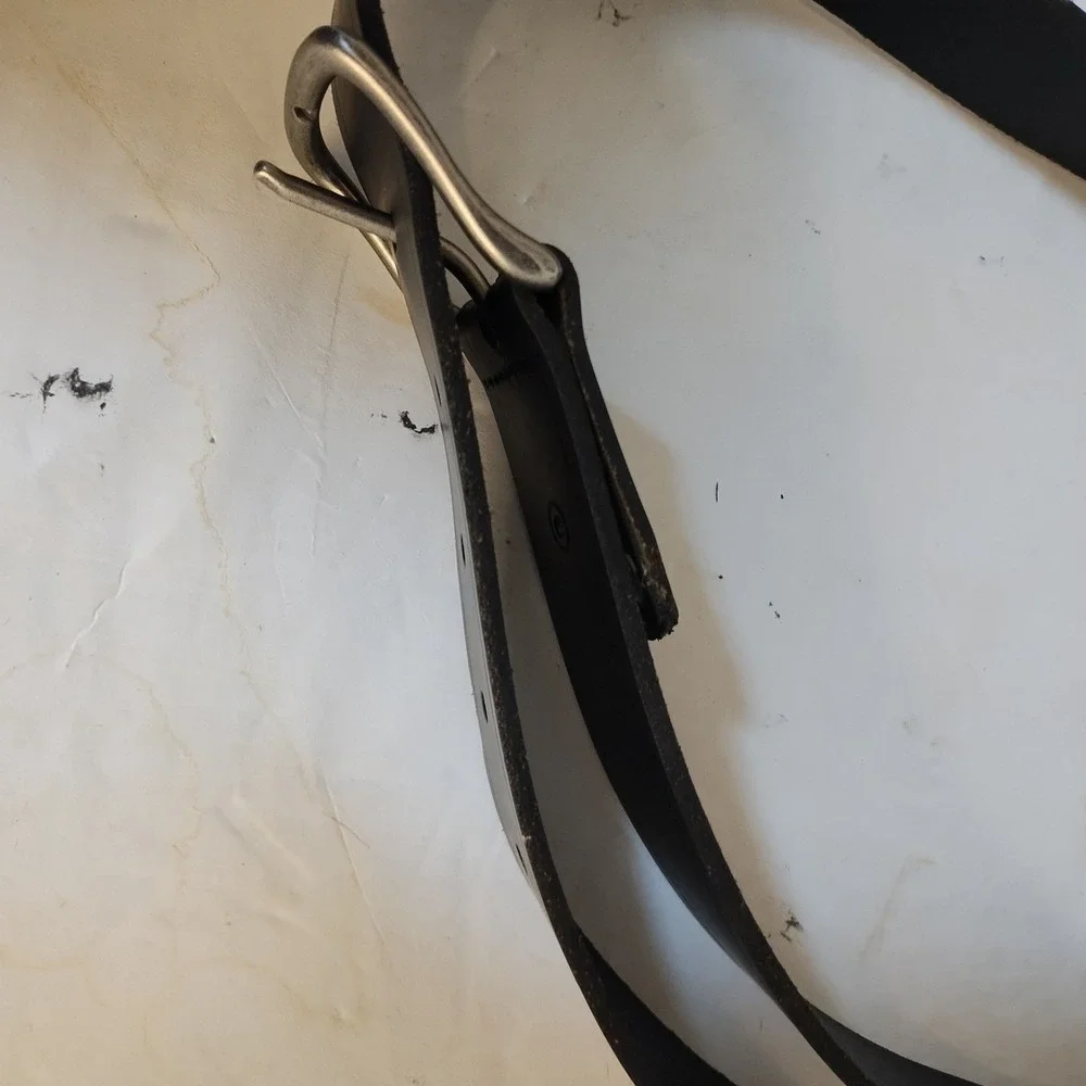 Wrangler‎ Men's Stitch Adjustable Leather Belt Black Size 38 Width 1.5 Inch